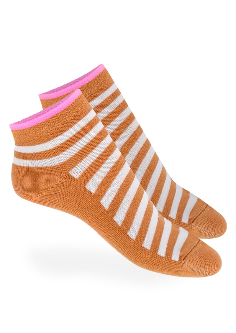 Soquetes gris melange rayados Power Stripes vista completa - Marcela Koury