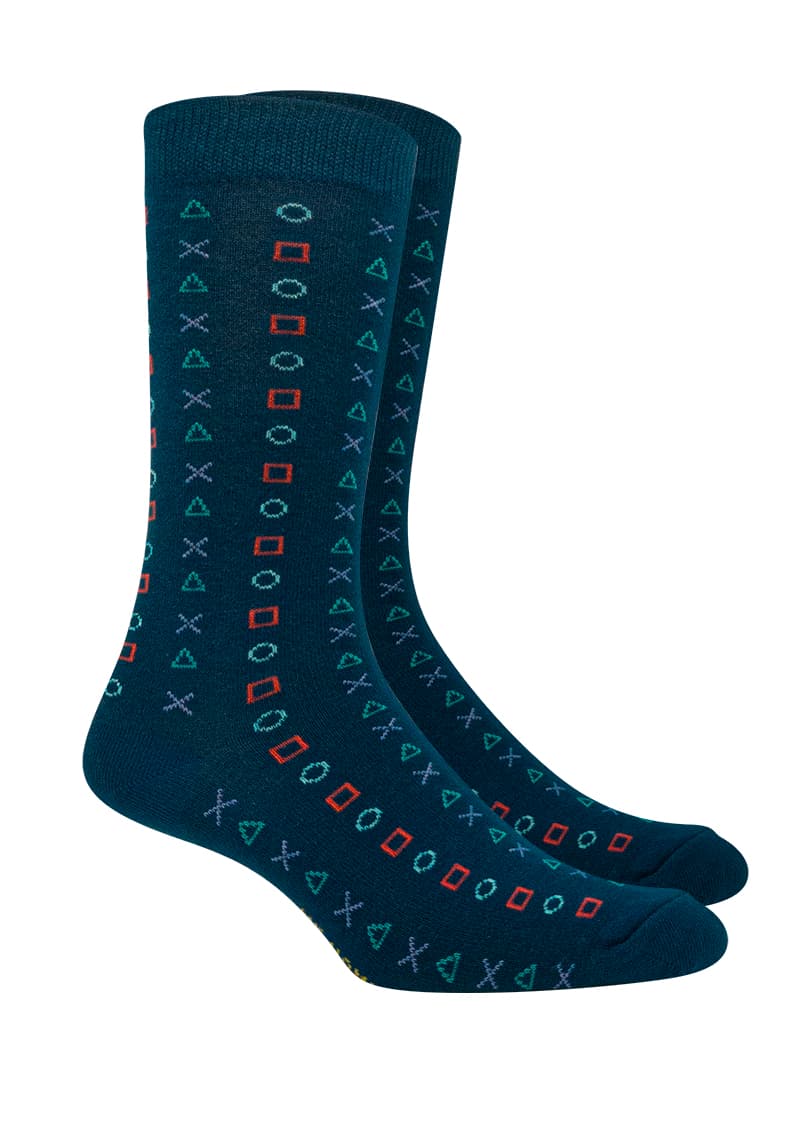 Medias 1/2 caña hombre negras con diseño gaming de algodón - Marcela Koury